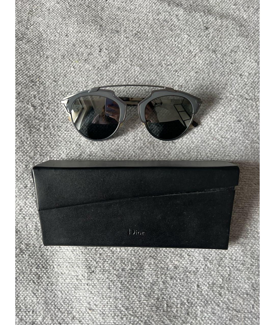 CHRISTIAN DIOR Антрацитовые металлические солнцезащитные очки, фото 6