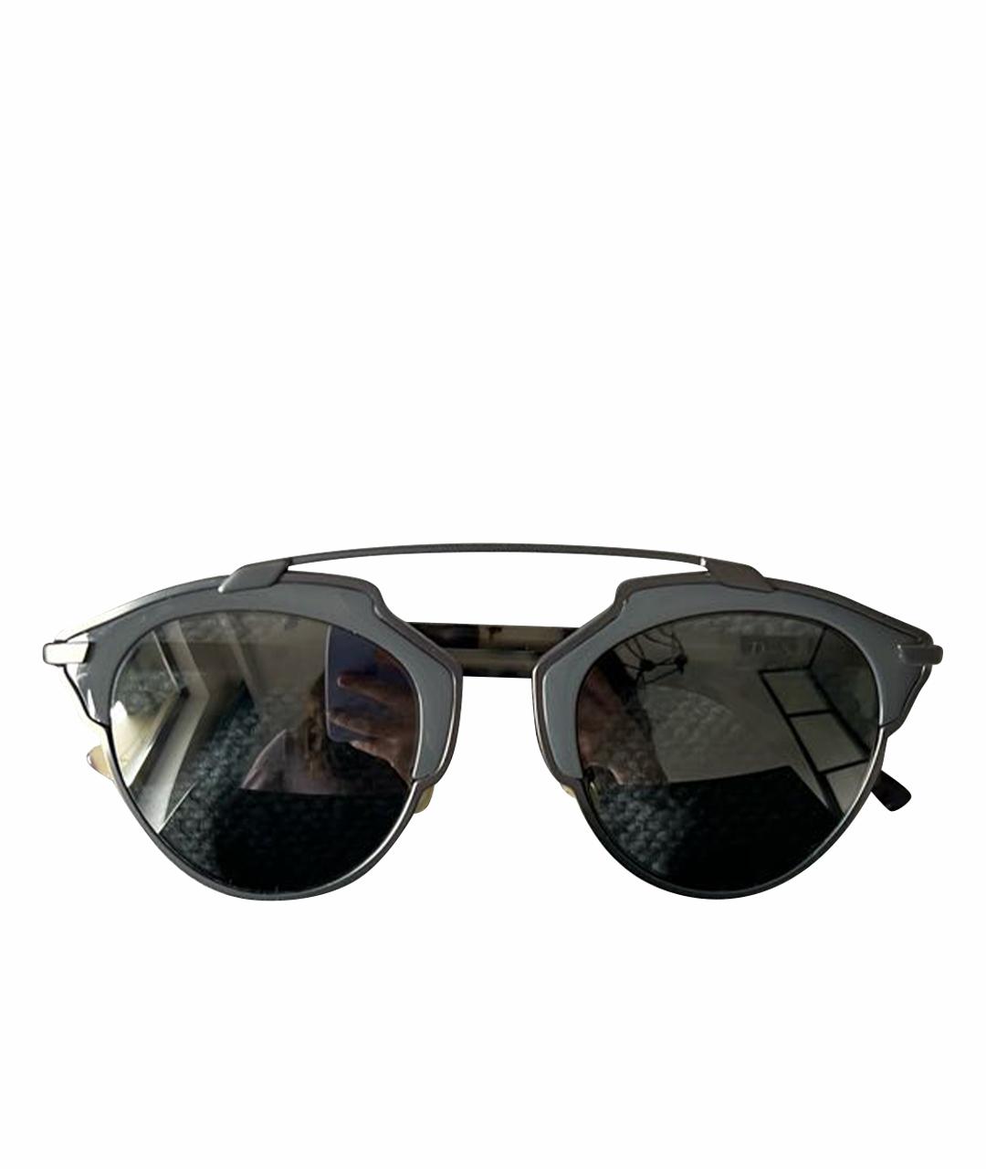 CHRISTIAN DIOR Антрацитовые металлические солнцезащитные очки, фото 1