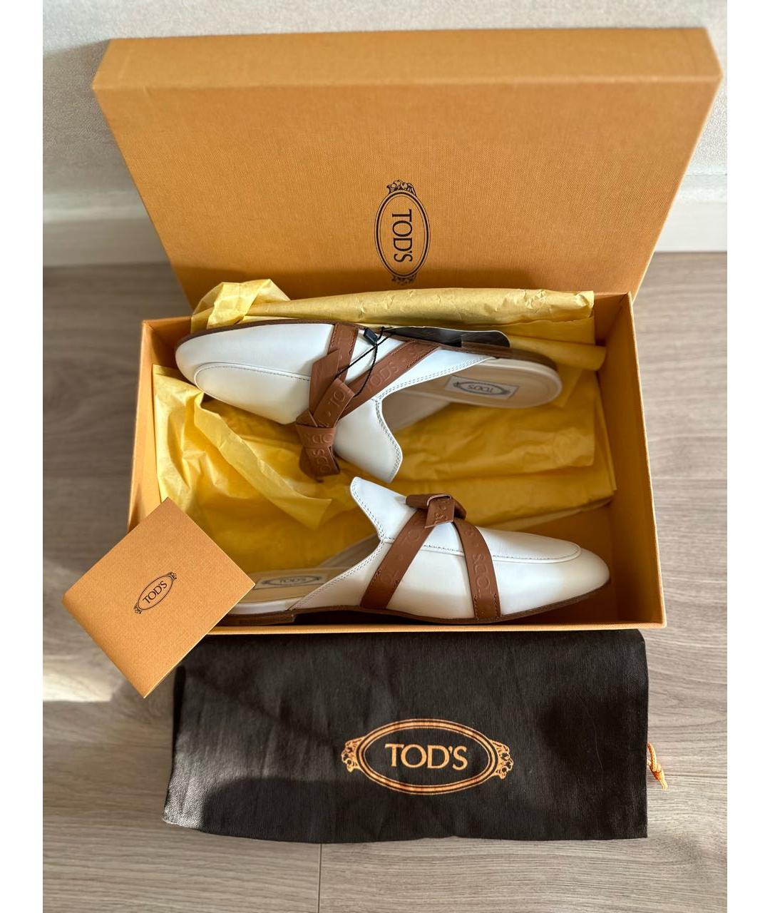 TOD'S Белые кожаные мюли, фото 8