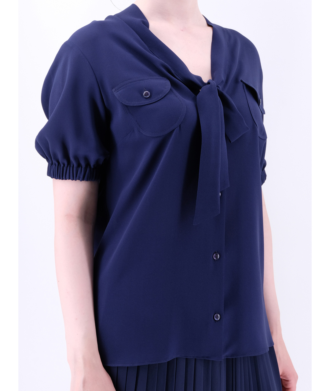 MICHAEL KORS Синяя шелковая рубашка, фото 2