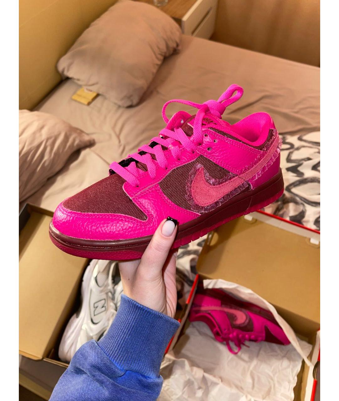 NIKE Бордовые кожаные кроссовки, фото 2