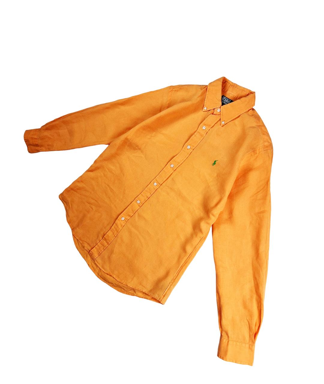 POLO RALPH LAUREN Оранжевая льняная классическая рубашка, фото 2