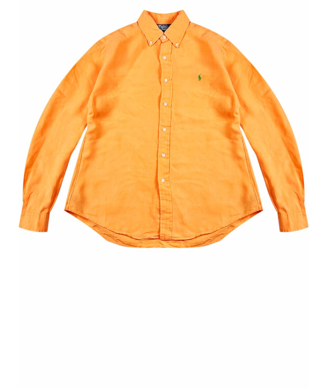 POLO RALPH LAUREN Оранжевая льняная классическая рубашка, фото 1