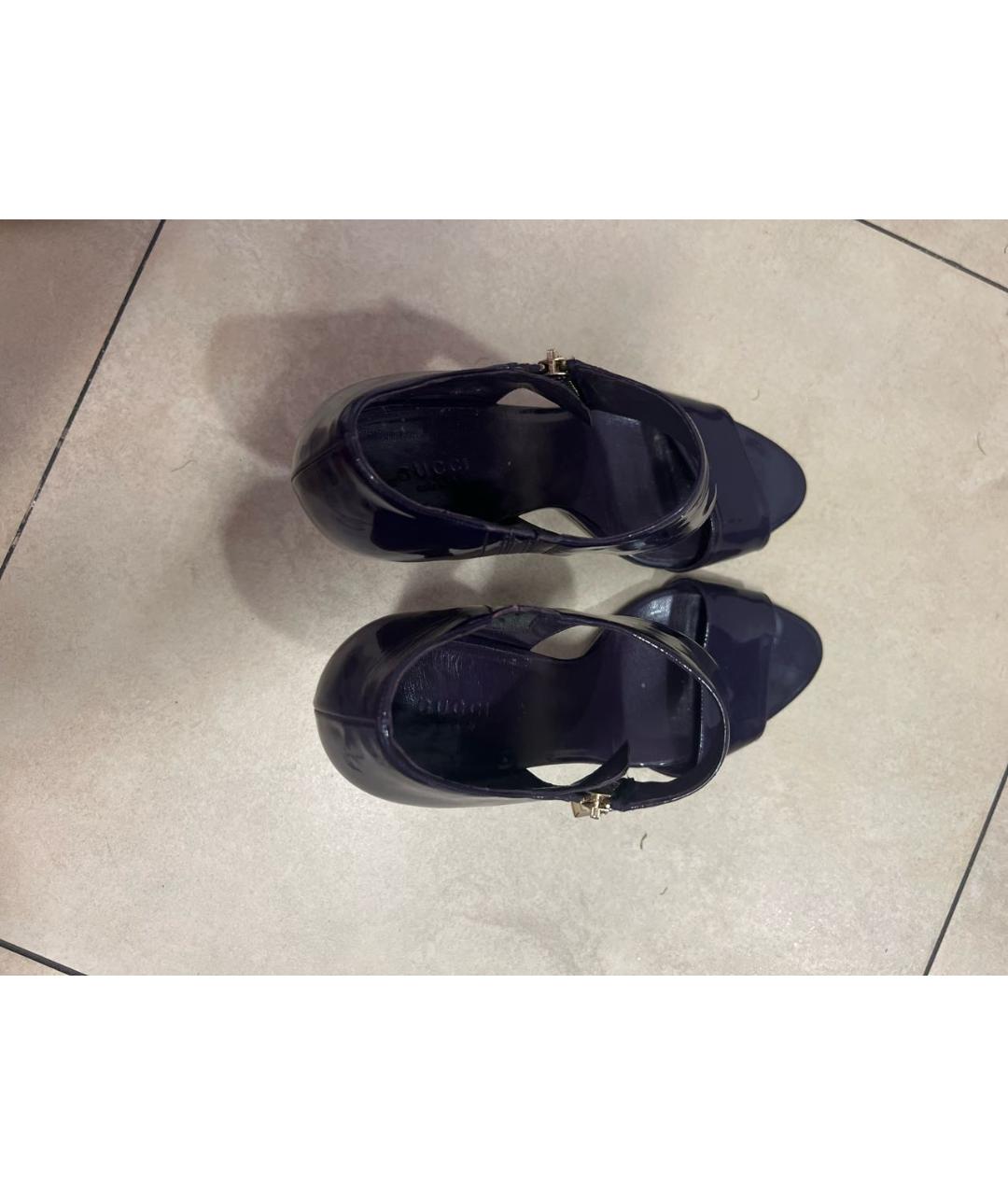 GUCCI Фиолетовые босоножки из лакированной кожи, фото 3