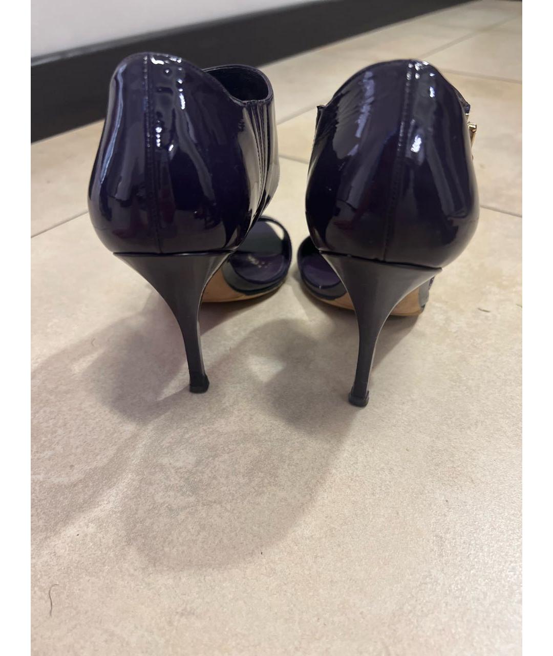 GUCCI Фиолетовые босоножки из лакированной кожи, фото 4