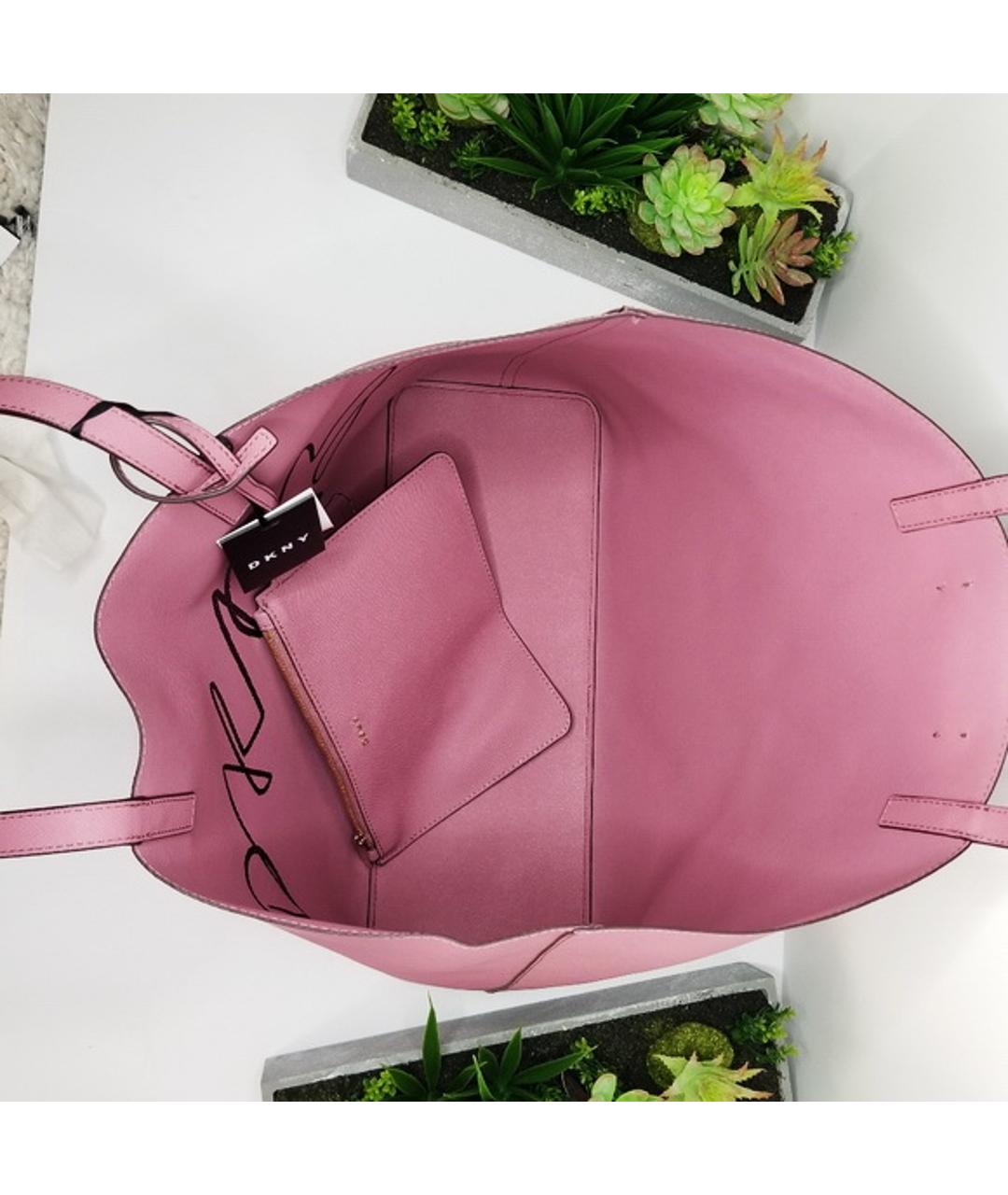 DKNY Розовая сумка тоут из искусственной кожи, фото 5