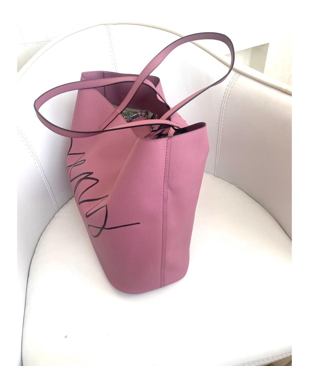 DKNY Розовая сумка тоут из искусственной кожи, фото 4