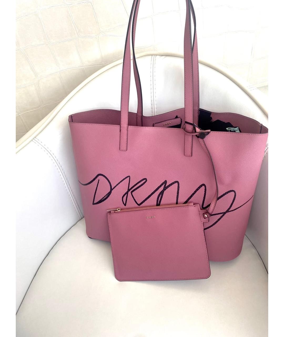 DKNY Розовая сумка тоут из искусственной кожи, фото 9