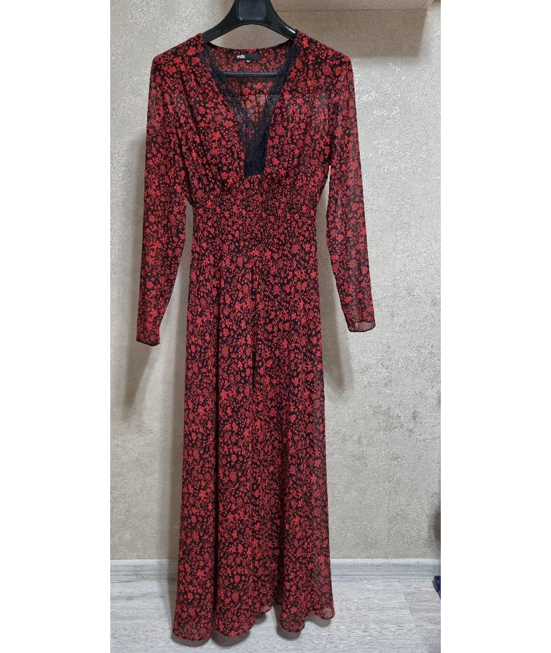 MAJE Красное полиэстеровое коктейльное платье, фото 8