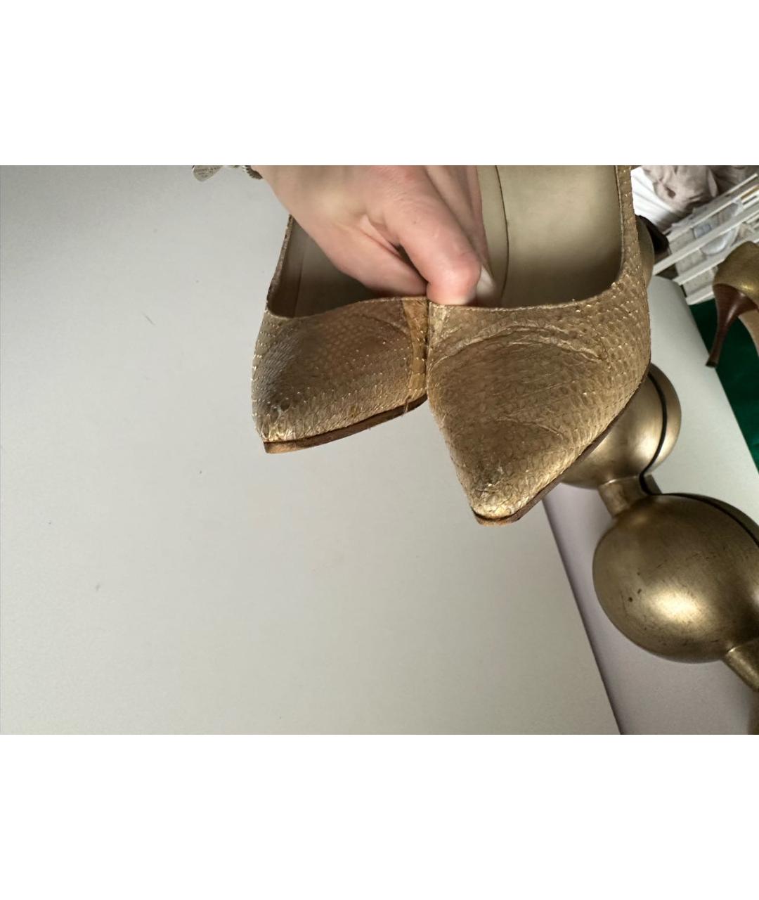 GUCCI Золотые туфли из экзотической кожи, фото 8