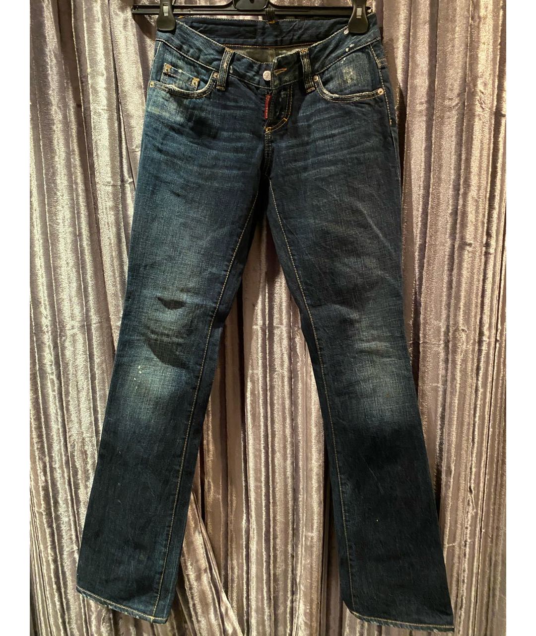 DSQUARED2 Темно-синие хлопковые джинсы клеш, фото 9