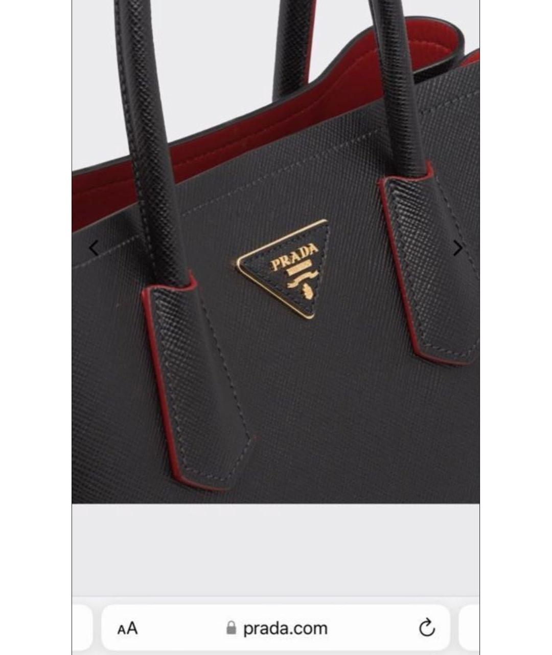 PRADA Черная кожаная сумка тоут, фото 6