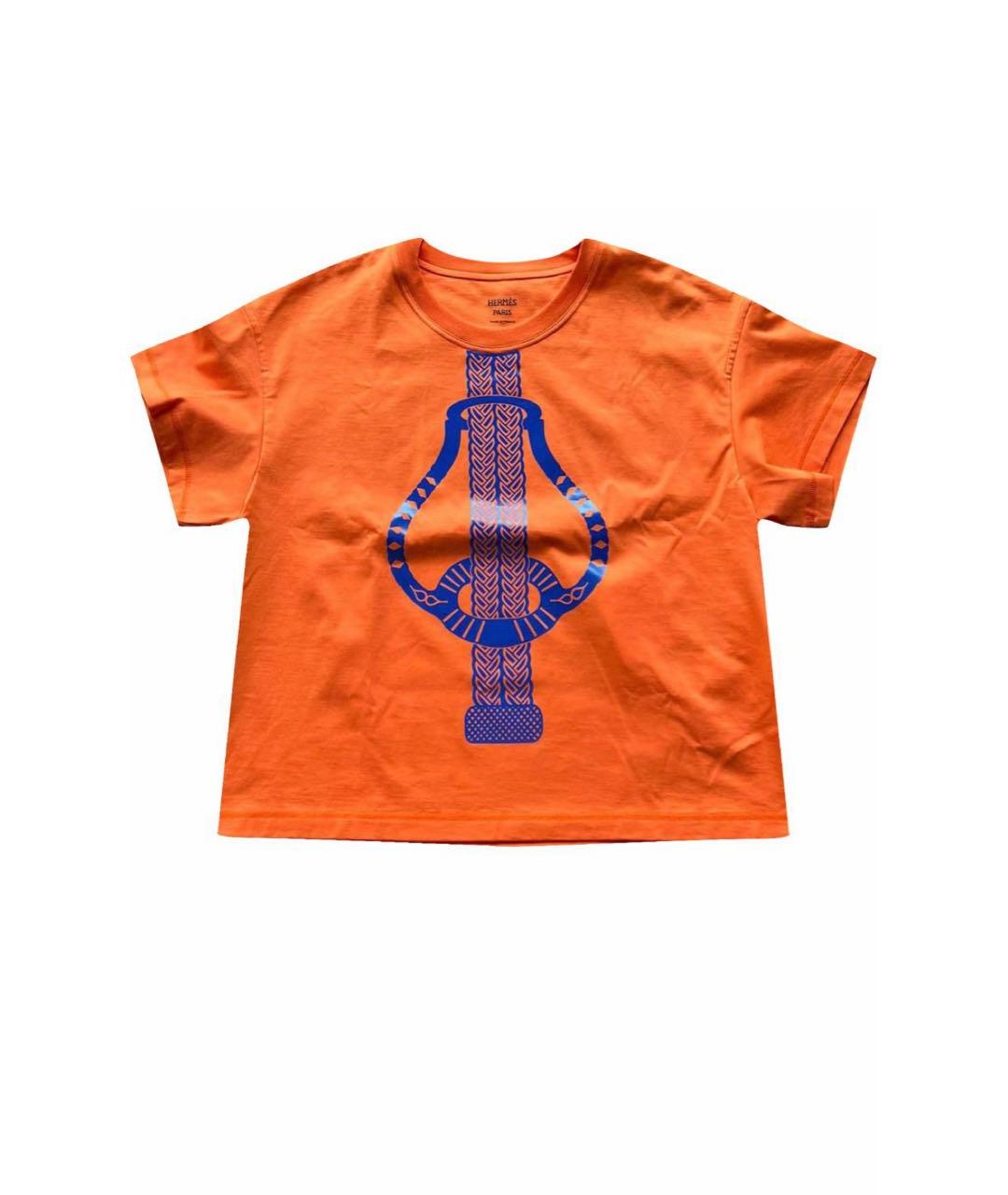 HERMES Оранжевая хлопковая футболка, фото 1
