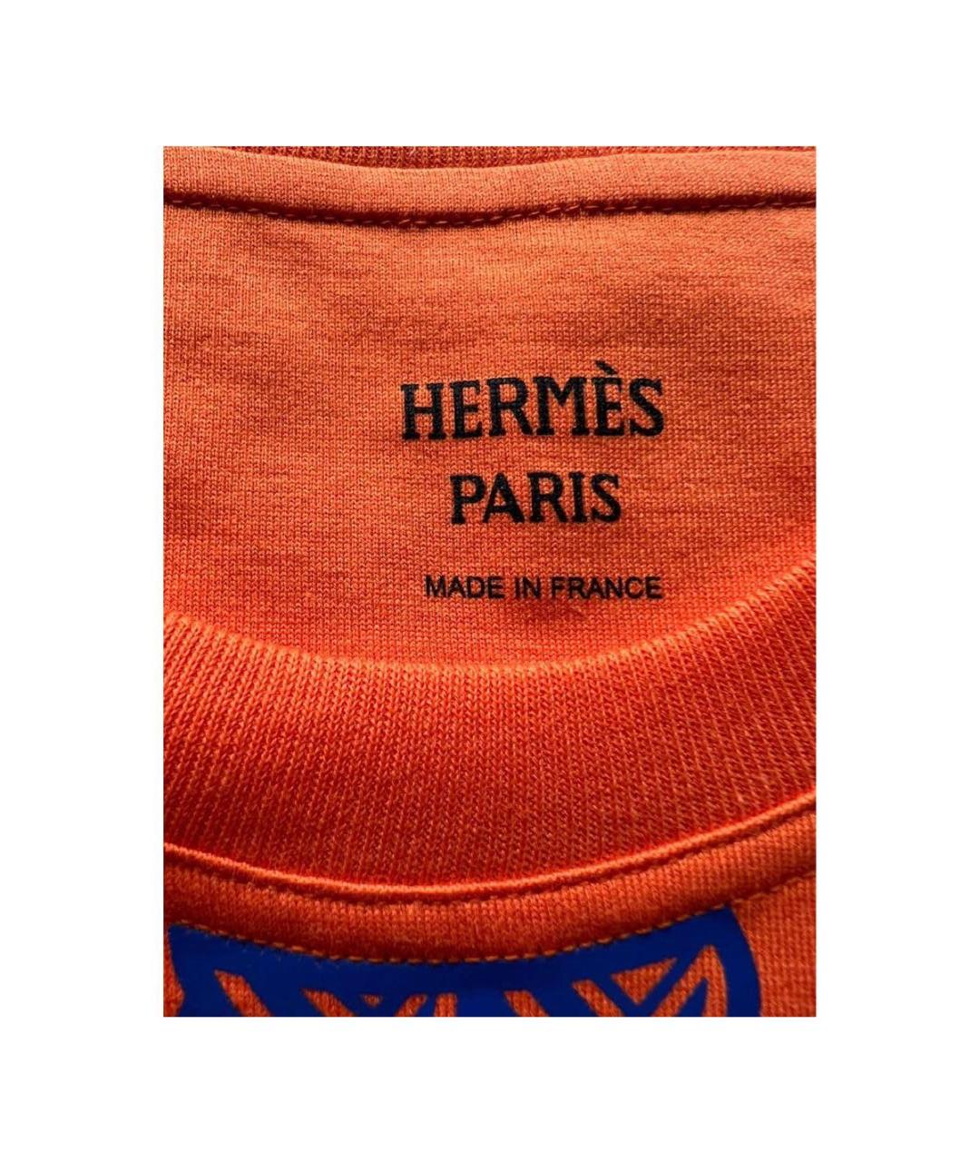 HERMES PRE-OWNED Оранжевая хлопковая футболка, фото 2