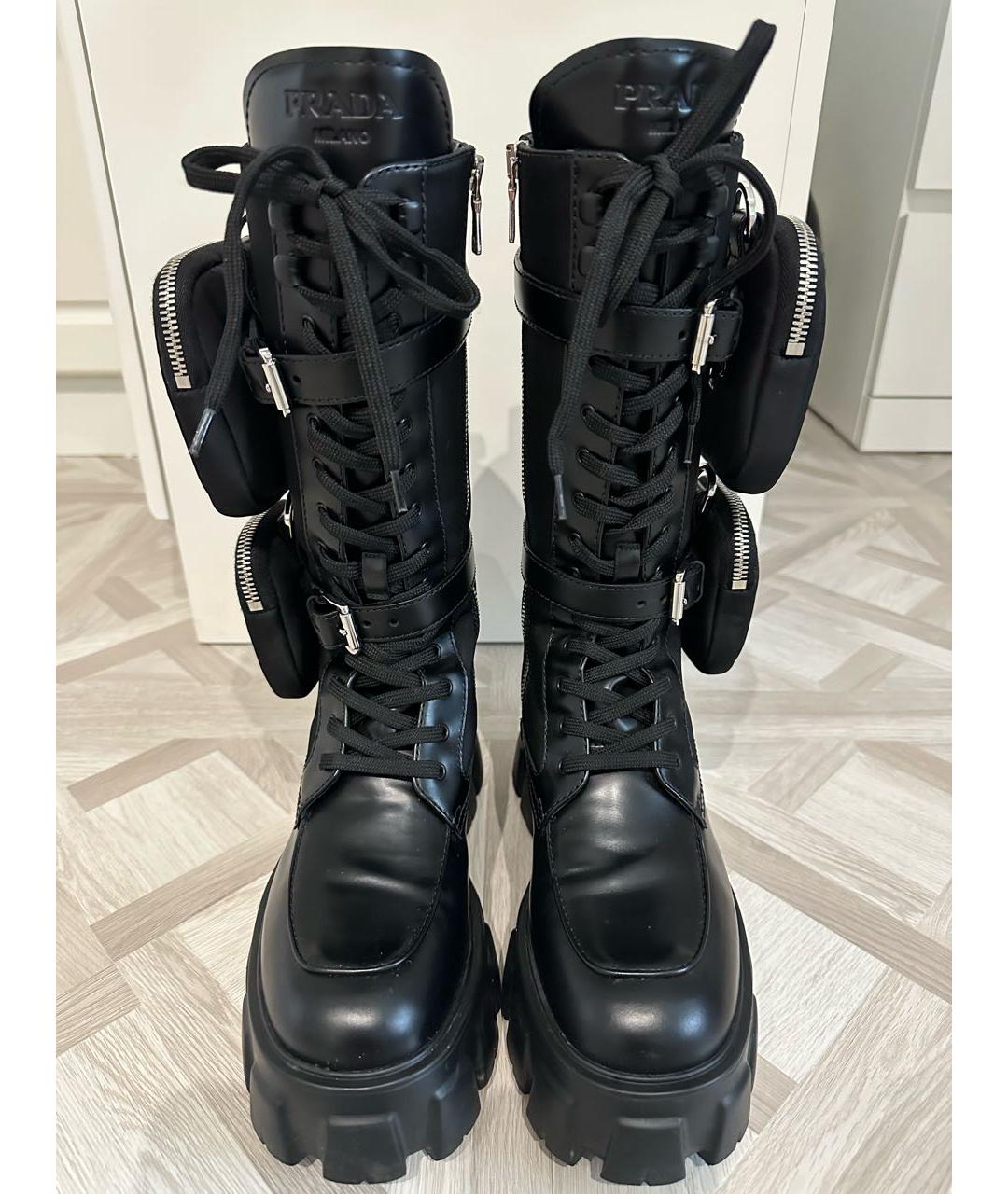 PRADA Черные кожаные сапоги, фото 2