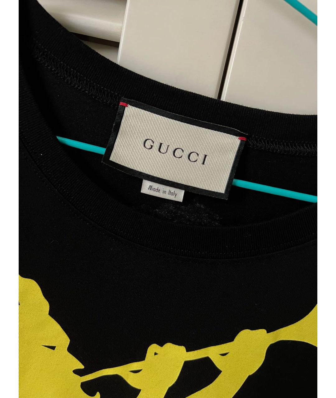 GUCCI Черная хлопковая футболка, фото 3