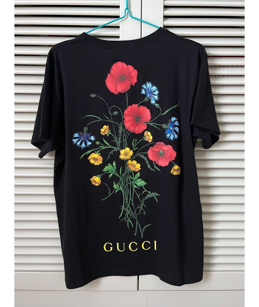 GUCCI Черная хлопковая футболка, фото 2
