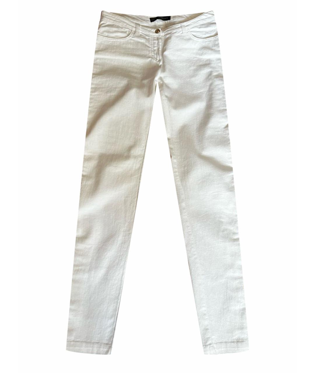 VERSACE Белые хлопко-эластановые джинсы слим, фото 1