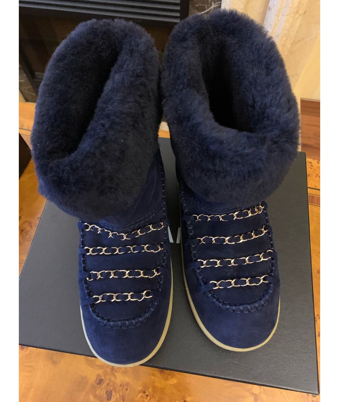 CHANEL PRE-OWNED Темно-синие замшевые ботинки, фото 2