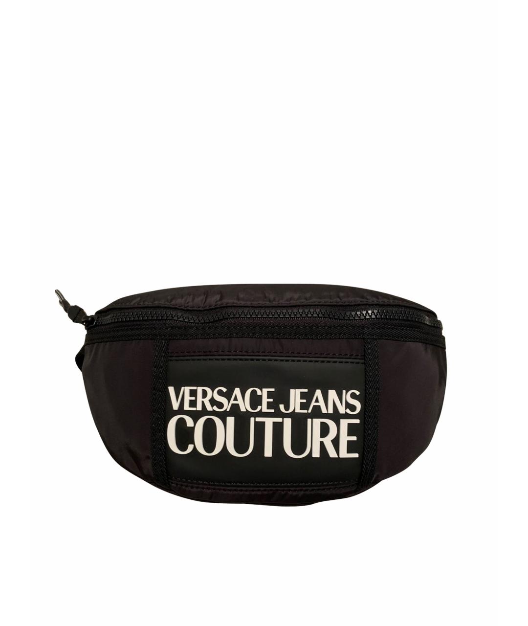VERSACE JEANS COUTURE Черная синтетическая поясная сумка для