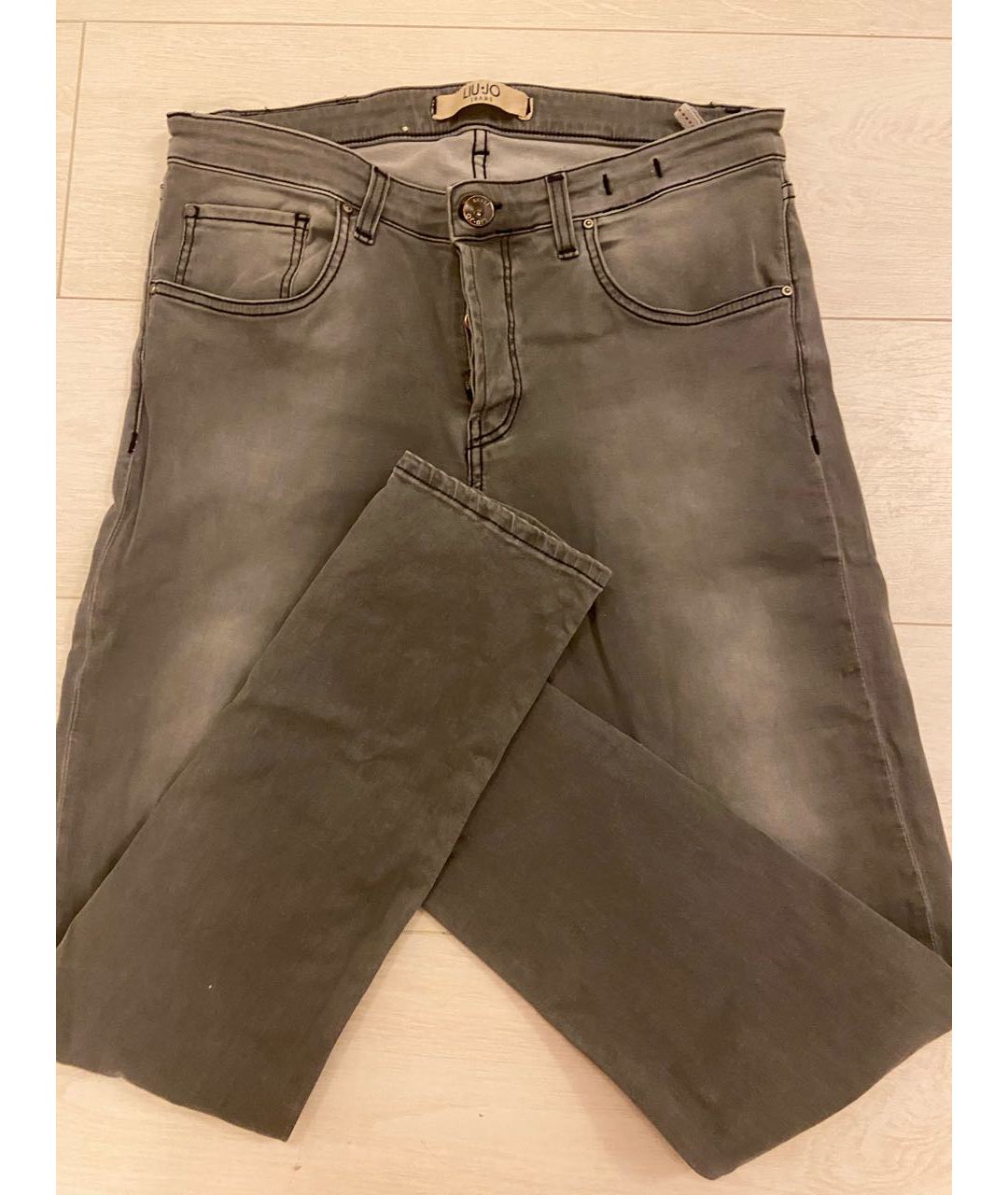 LIU JO Серые хлопко-эластановые джинсы слим, фото 7