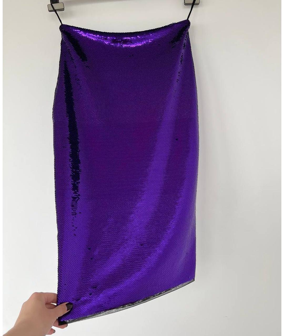 TOM FORD Фиолетовая полиэстеровая юбка миди, фото 7