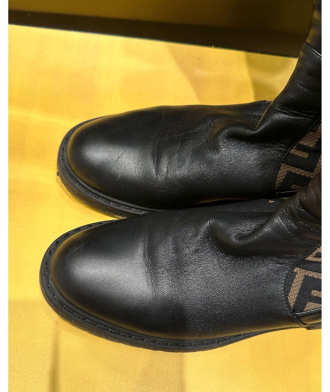 FENDI Черные кожаные сапоги, фото 3
