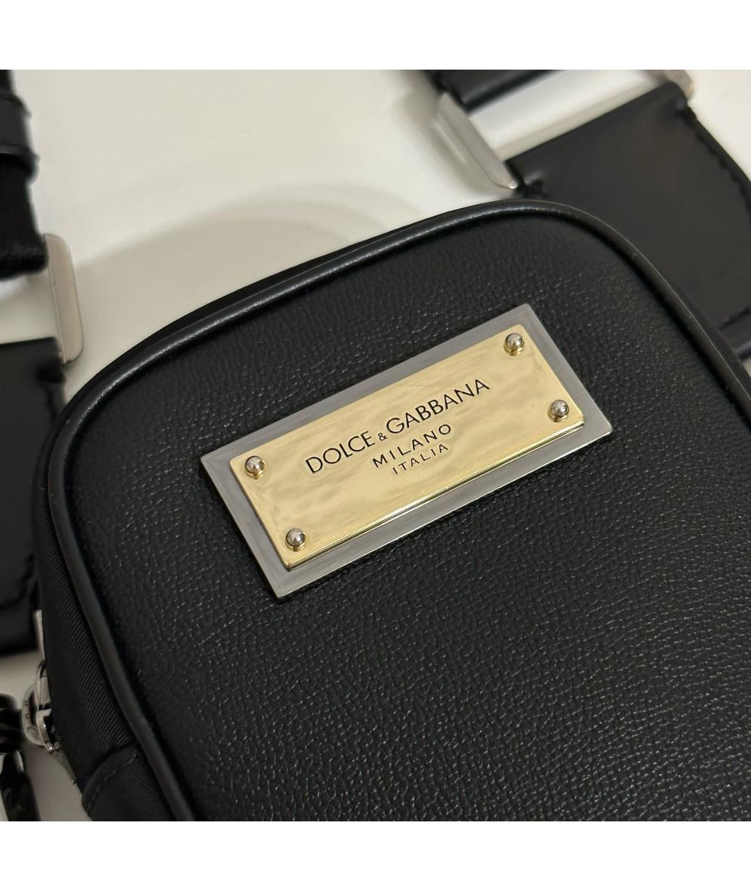 DOLCE&GABBANA Черная кожаная сумка на плечо, фото 3