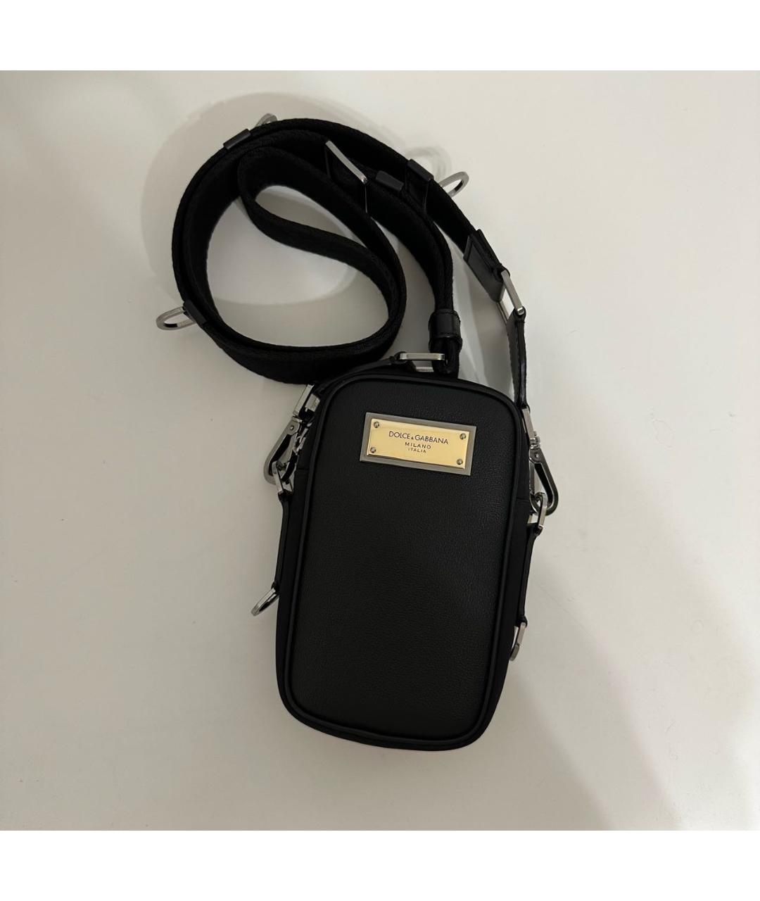 DOLCE&GABBANA Черная кожаная сумка на плечо, фото 9