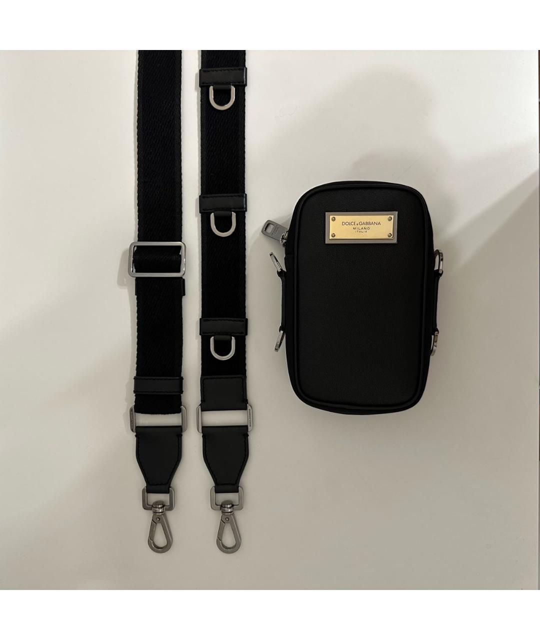 DOLCE&GABBANA Черная кожаная сумка на плечо, фото 2