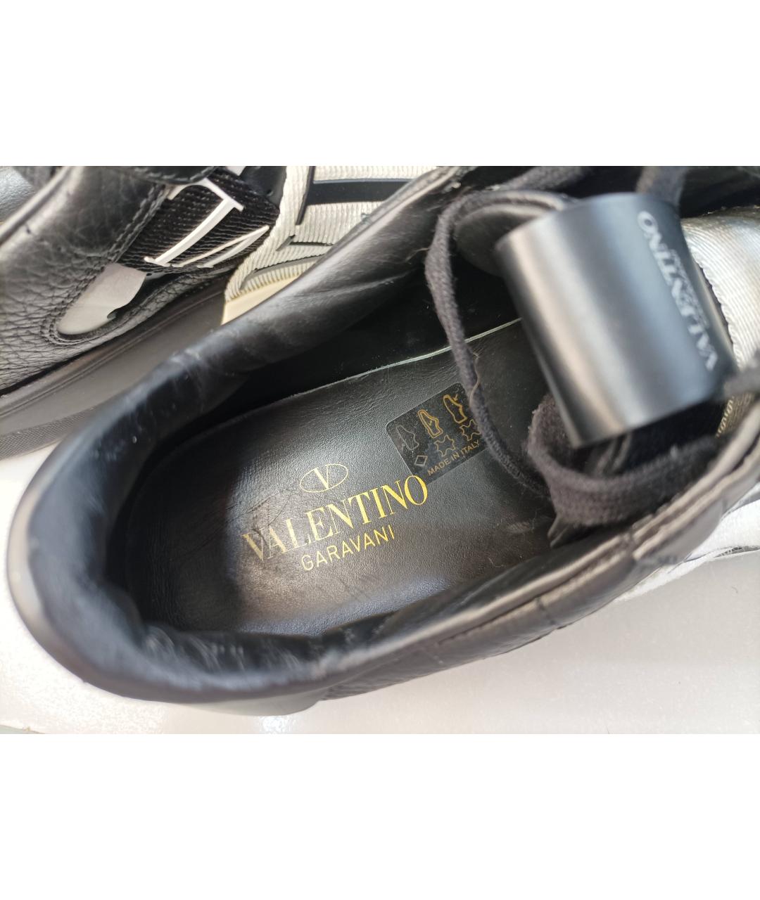 VALENTINO Черные кожаные низкие кроссовки / кеды, фото 5