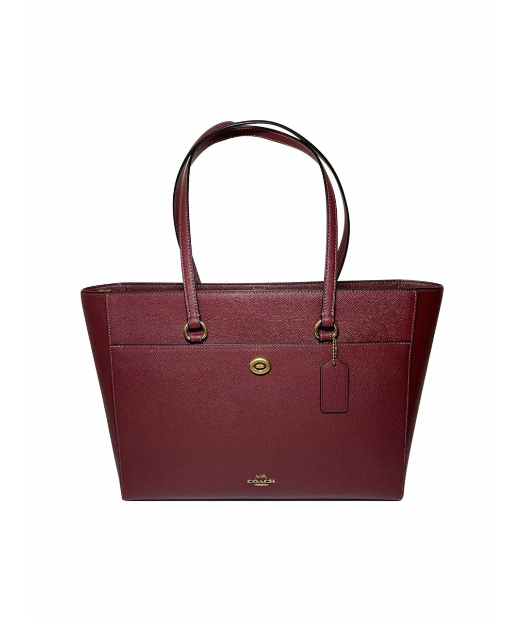 COACH Бордовая кожаная сумка тоут, фото 1