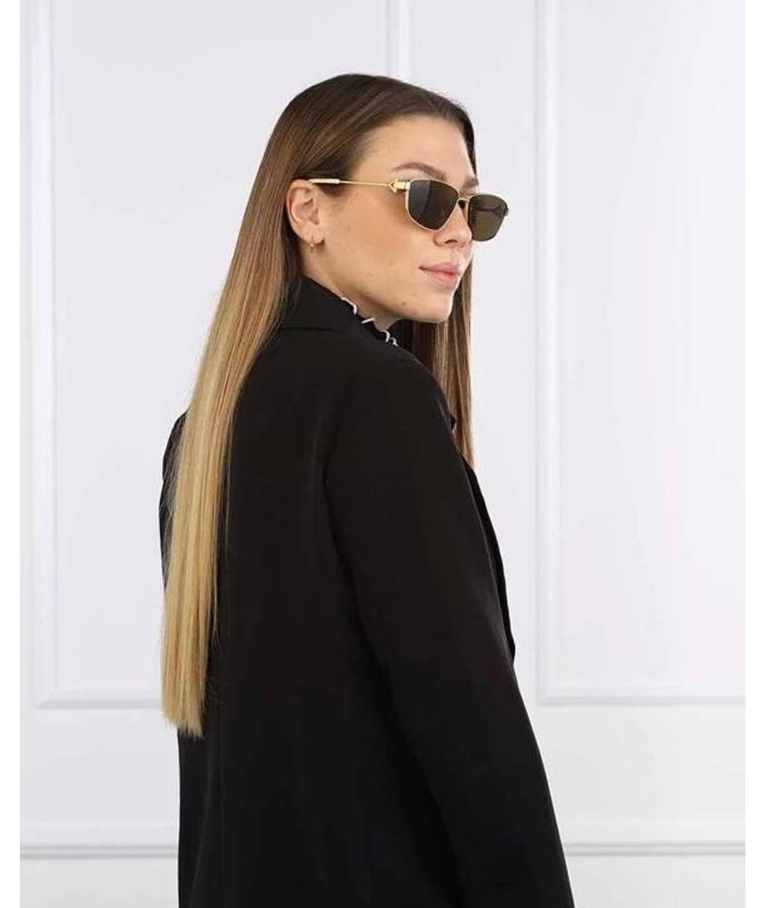 BOTTEGA VENETA Золотые металлические солнцезащитные очки, фото 7