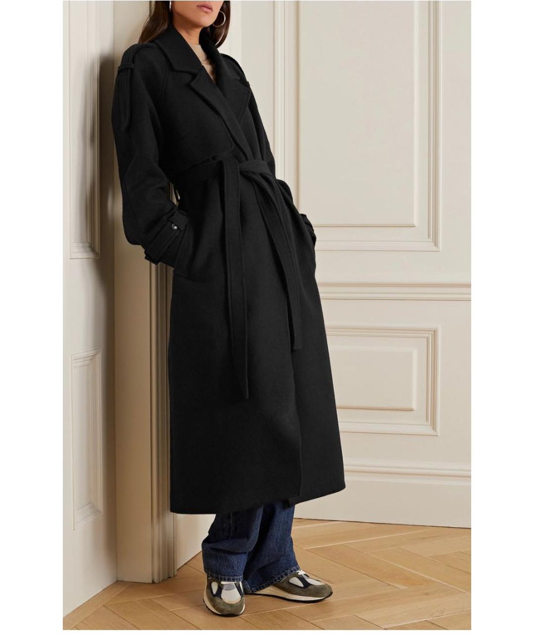 THE FRANKIE SHOP Черное шерстяное пальто, фото 3