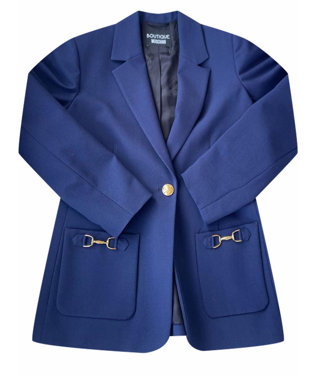 BOUTIQUE MOSCHINO Темно-синий вискозный жакет/пиджак, фото 1