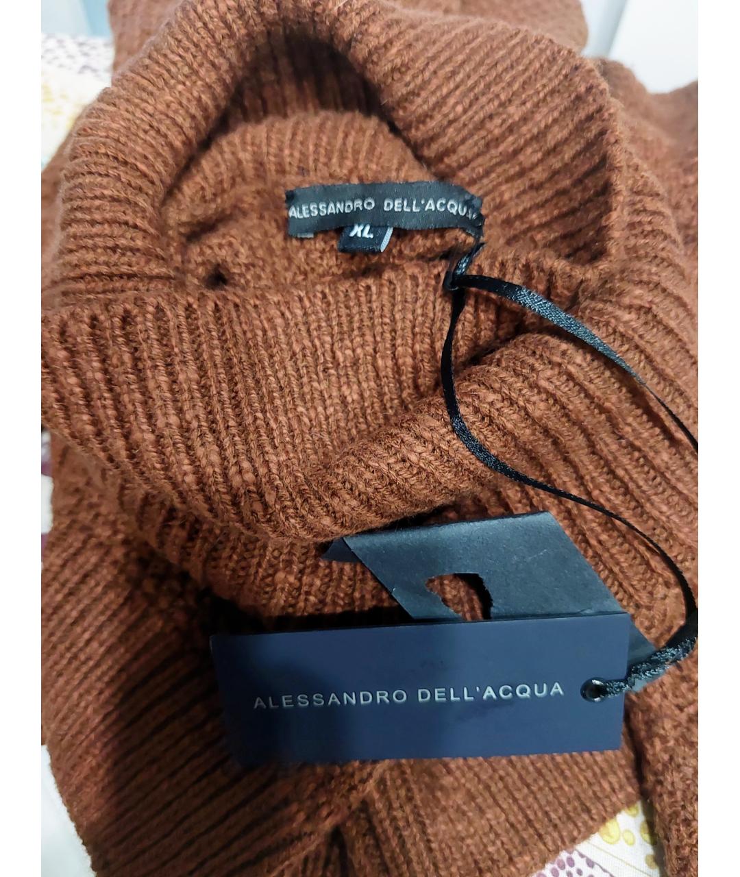 ALESSANDRO DELL'ACQUA Коричневый шерстяной джемпер / свитер, фото 3