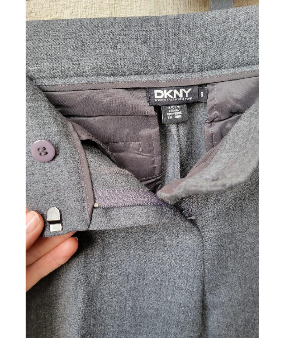 DKNY Серые шерстяные прямые брюки, фото 4