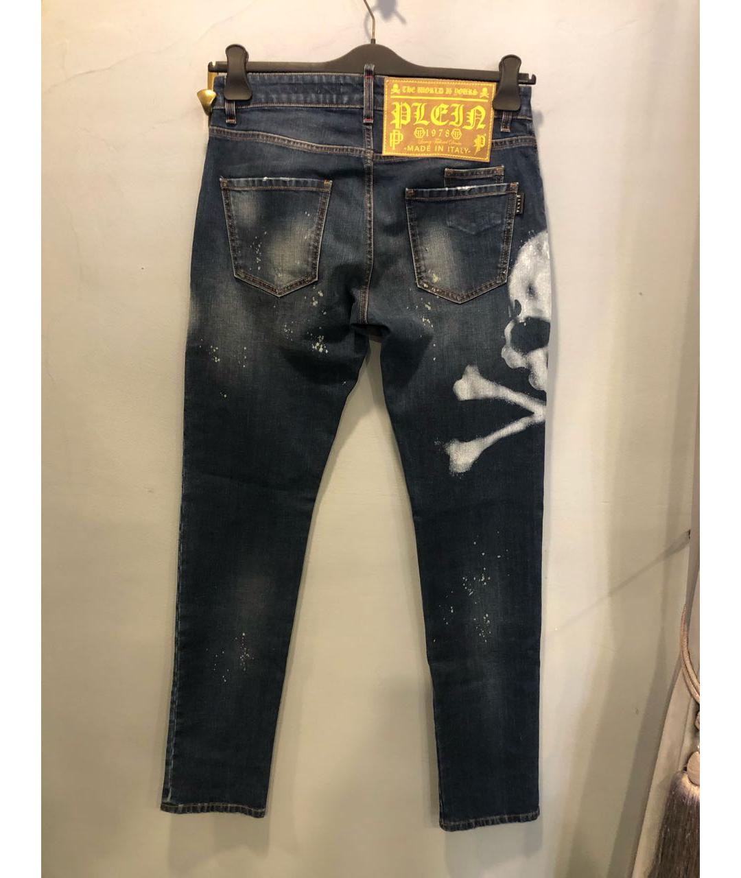 PHILIPP PLEIN Синие хлопко-эластановые джинсы скинни, фото 2