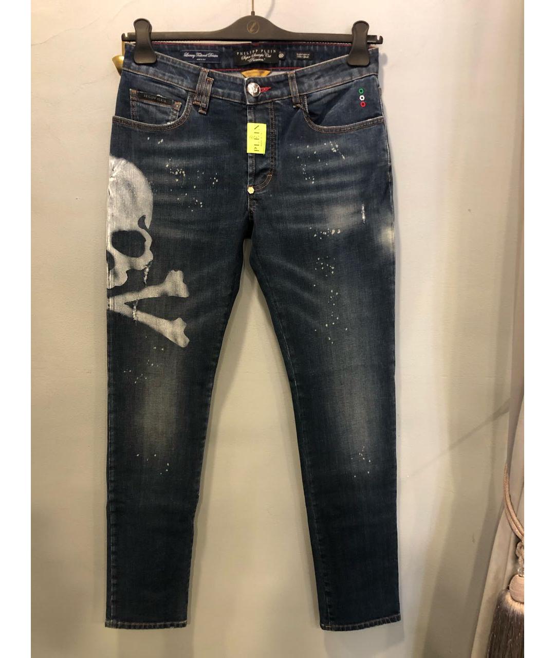 PHILIPP PLEIN Синие хлопко-эластановые джинсы скинни, фото 8