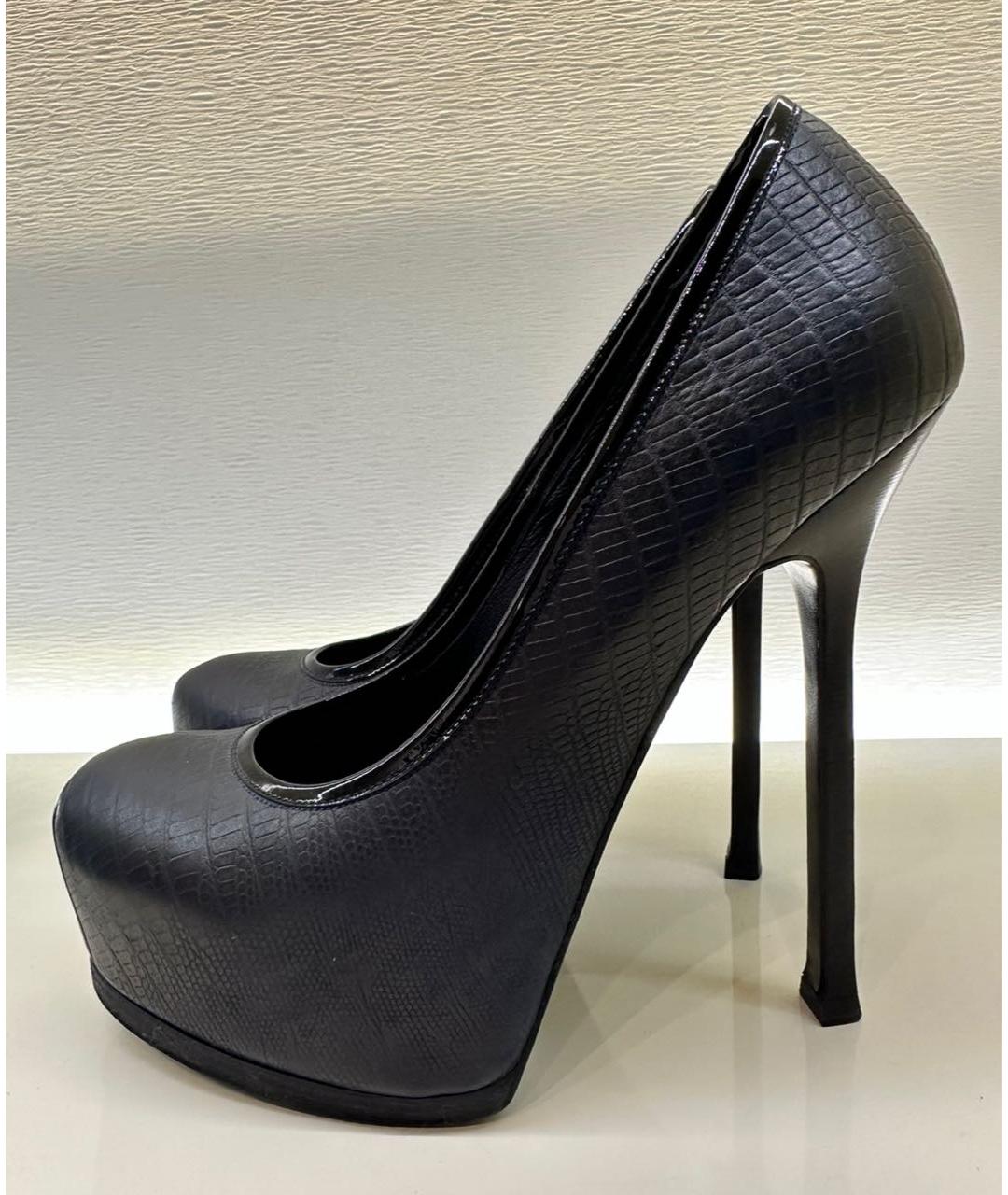SAINT LAURENT Темно-синие кожаные туфли, фото 4