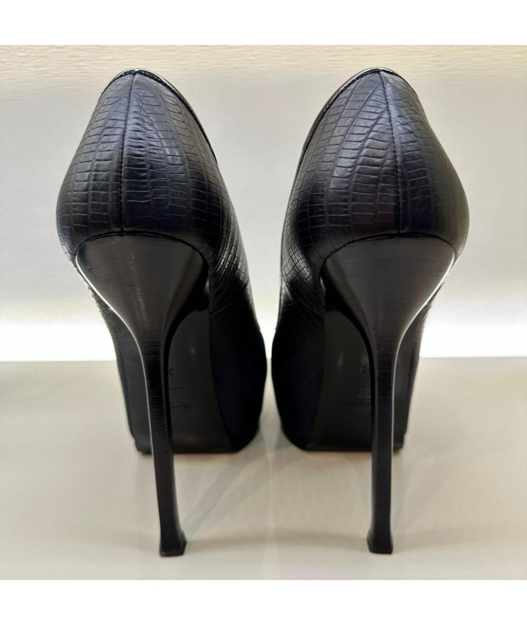 SAINT LAURENT Темно-синие кожаные туфли, фото 2
