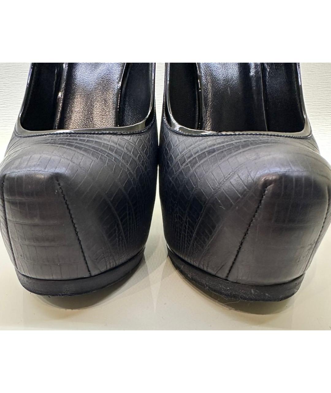SAINT LAURENT Темно-синие кожаные туфли, фото 8