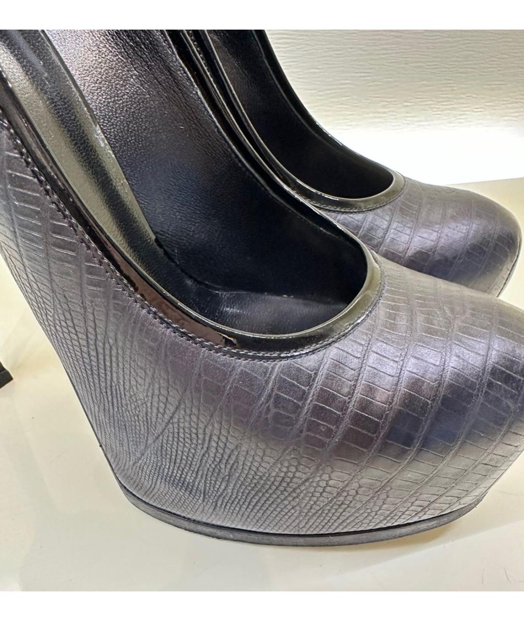 SAINT LAURENT Темно-синие кожаные туфли, фото 5