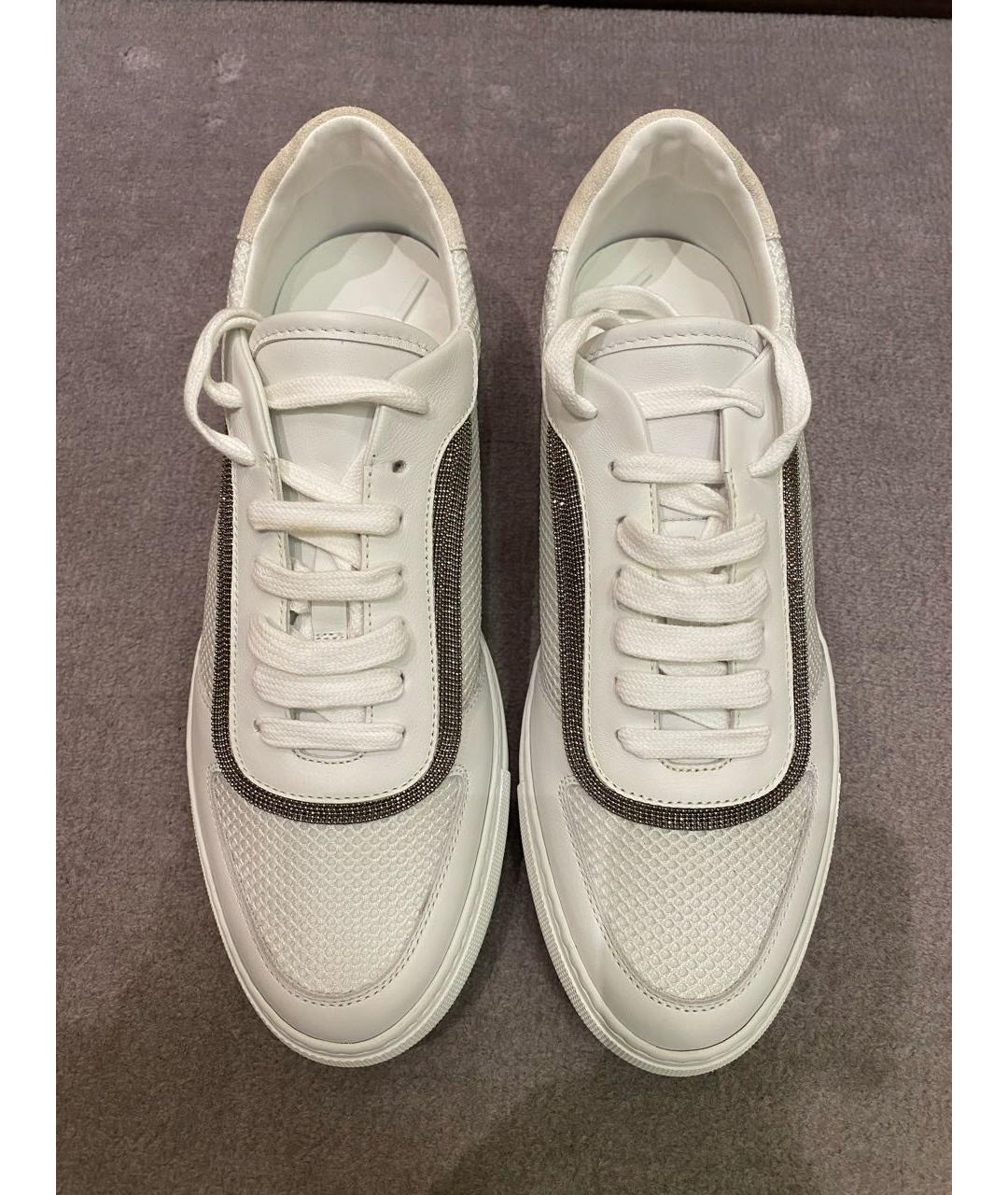 BRUNELLO CUCINELLI Белые кожаные кроссовки, фото 5