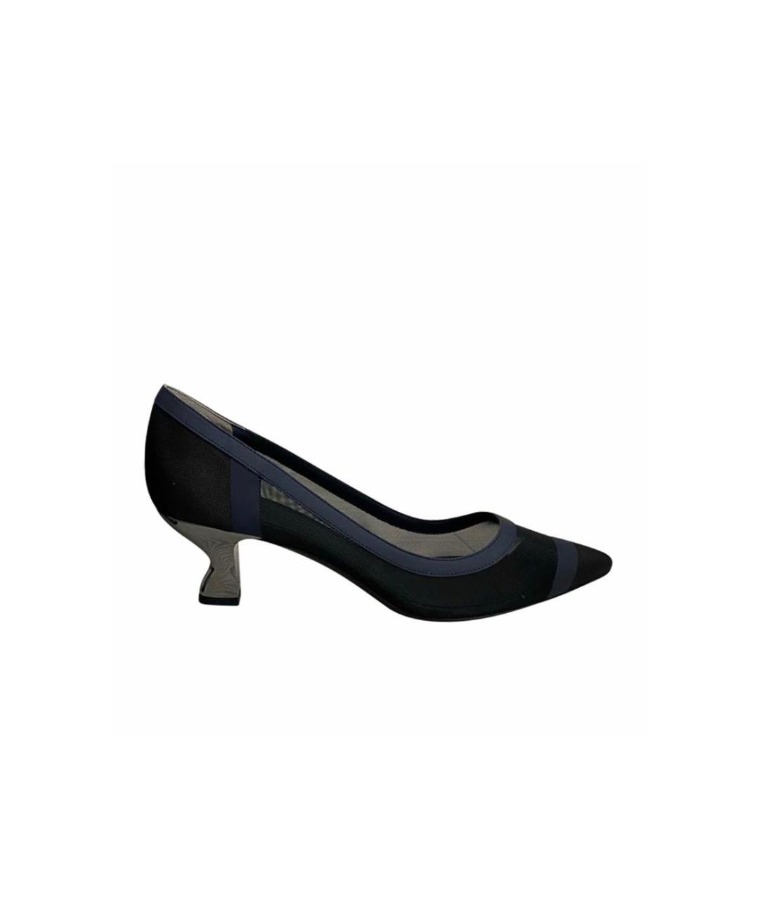 FENDI Темно-синие лодочки на низком каблуке, фото 1