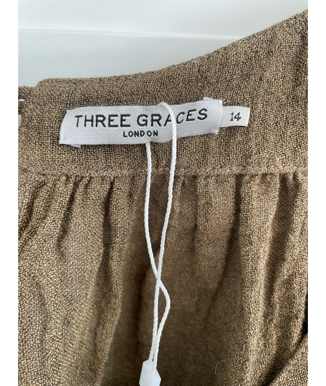 THREE GRACES Хаки льняное платье, фото 5