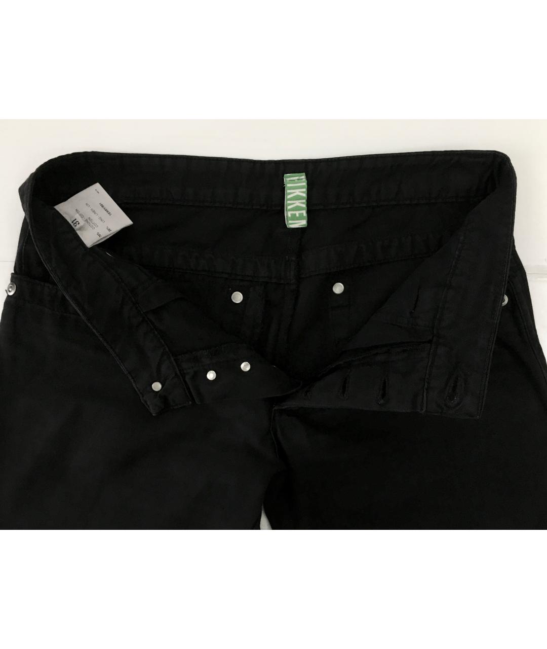 BIKKEMBERGS Черные хлопко-леновые прямые джинсы, фото 3