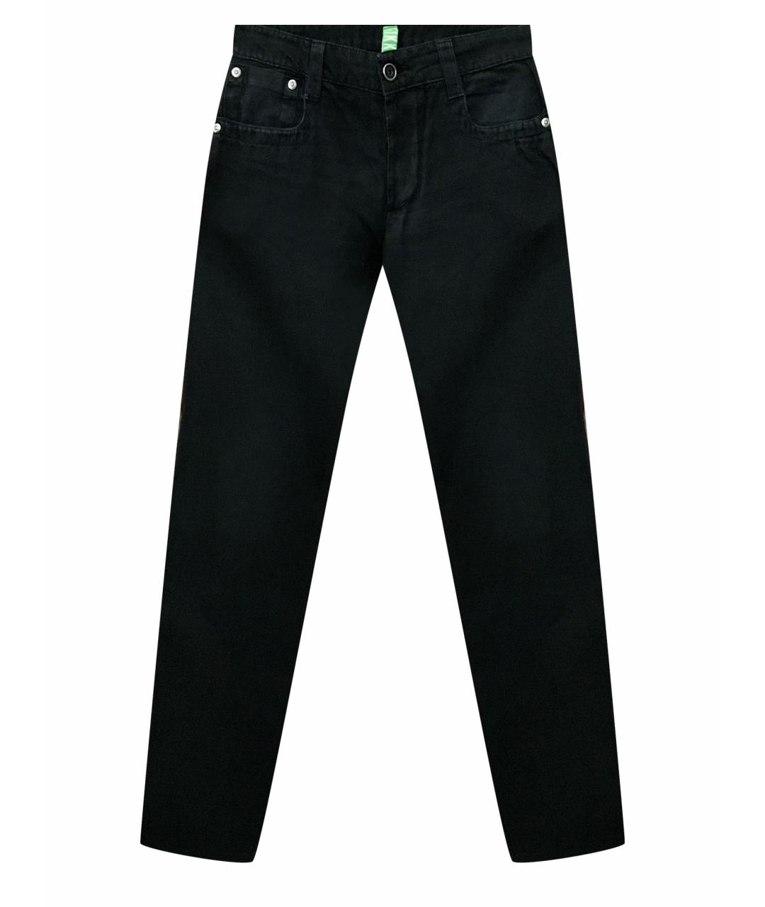 BIKKEMBERGS Черные хлопко-леновые прямые джинсы, фото 1