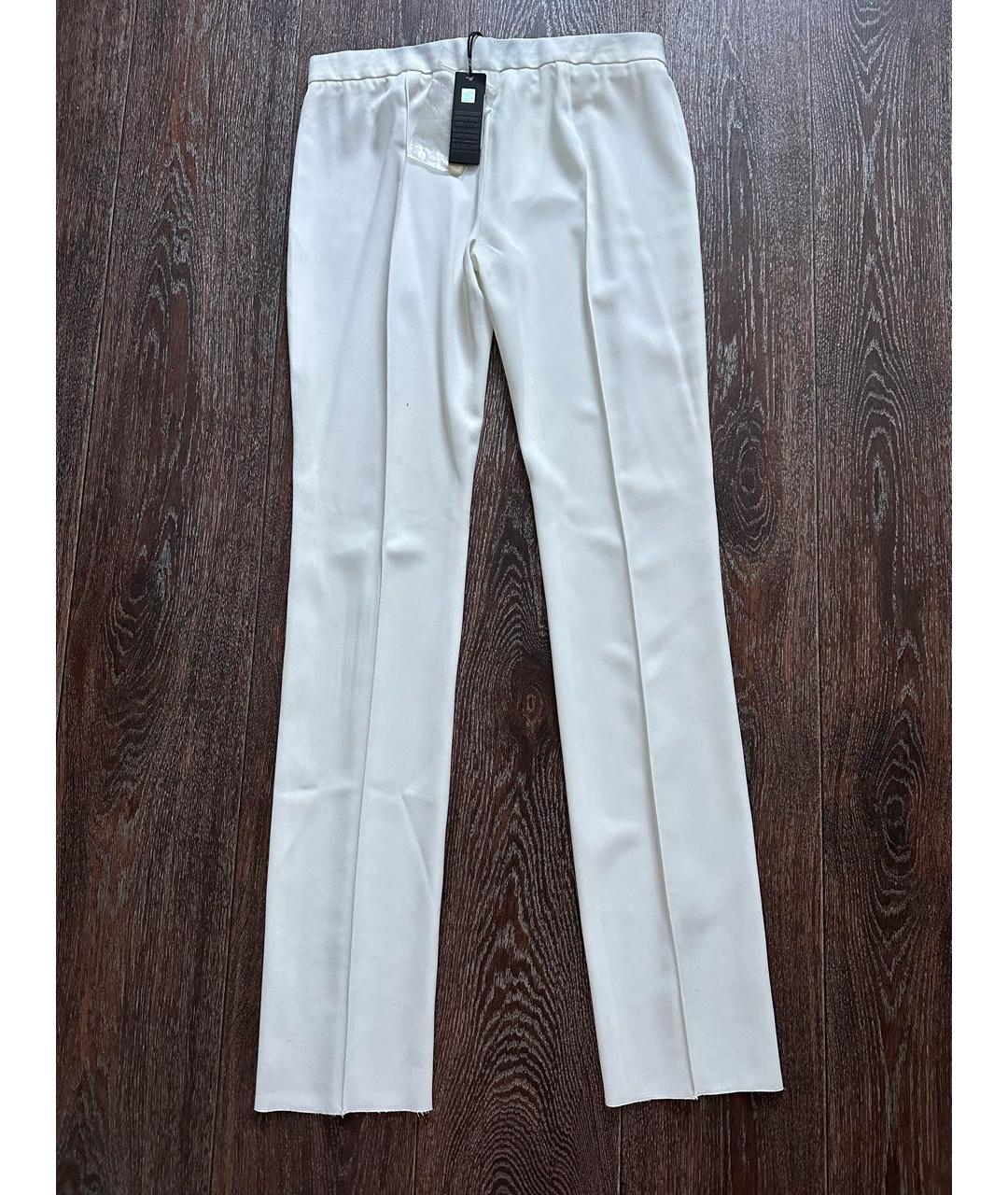 JUST CAVALLI Белые полиэстеровые прямые брюки, фото 2