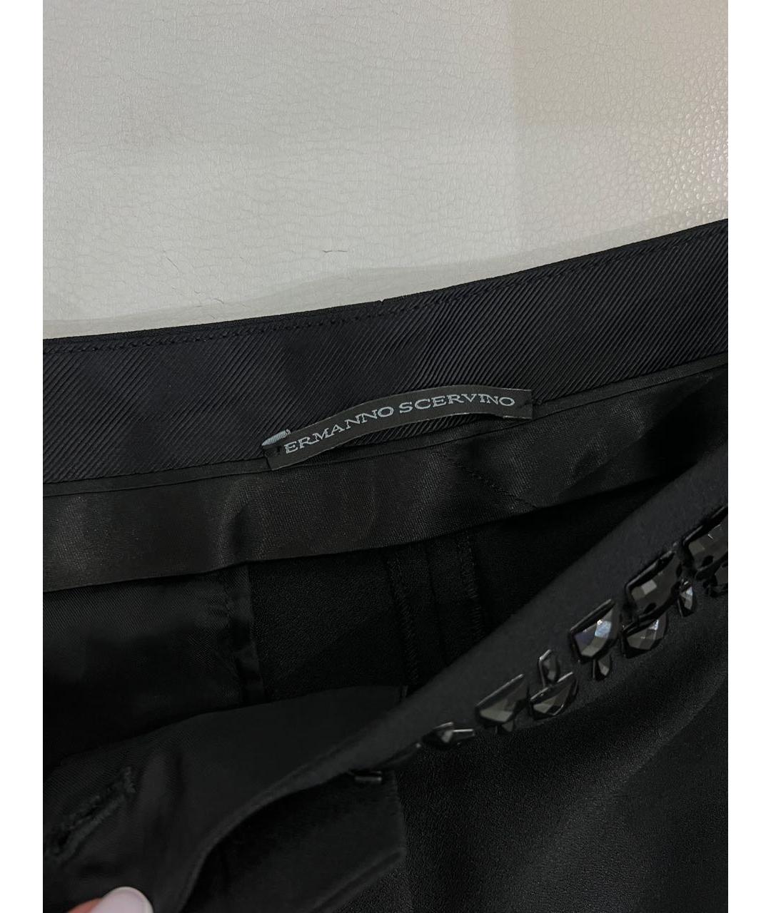 ERMANNO SCERVINO Черные полиэстеровые прямые брюки, фото 3